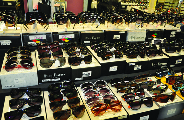 Large selection of sunglasses at Maingate Flea Market