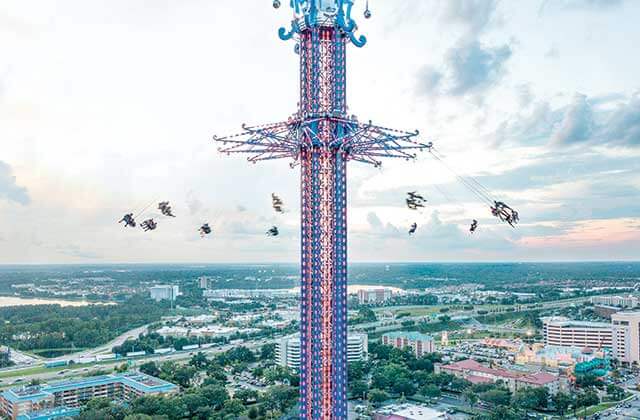 aerial view tower with spinning riders orlando starflyer