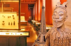 chocolate sculptures and cases displaying artifacts at chocolate museum cafe orlando