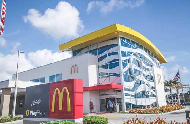 exterior of building sky flag worlds largest entertainment mcdonalds