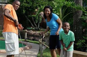 family of three react to shot congo river golf orlando kissimmee