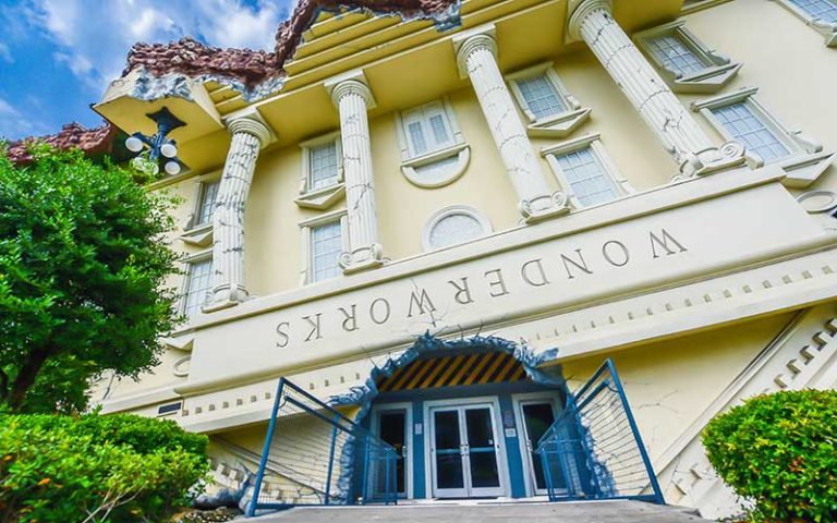 front exterior of upside down building on international drive at wonderworks orlando