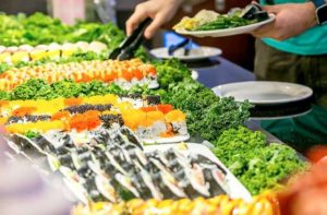 large selection of sushi at asian buffet restaurant orlando