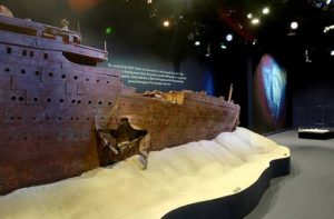 scale model of sunken ship titanic artifact exhibit orlando