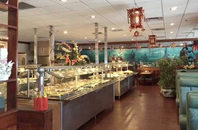 several long buffet tables with asian decor at mei asian china buffet orlando