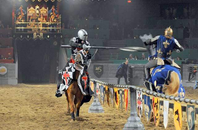 two knights joust in arena medieval times dinner tournament kissimmee