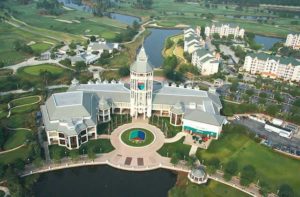aerial view of museum with golf course landscaping at world golf hall of fame museum st augustine