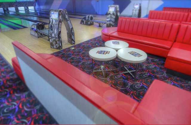 bowling alley with lounge areas at xtreme action park ft lauderdale