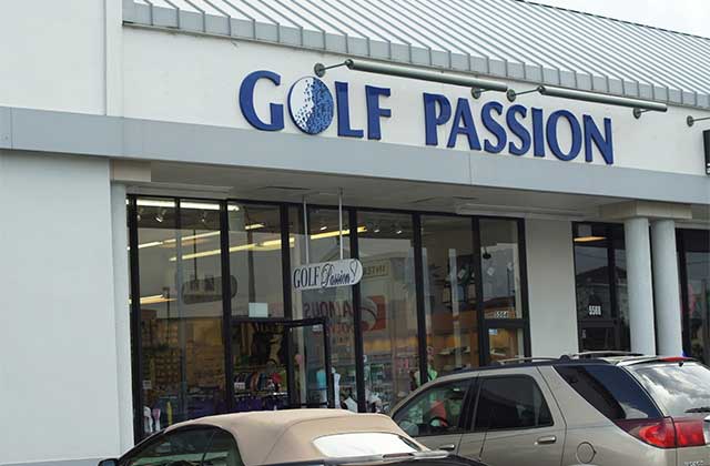 front exterior of shop with sign at golf passion store orlando