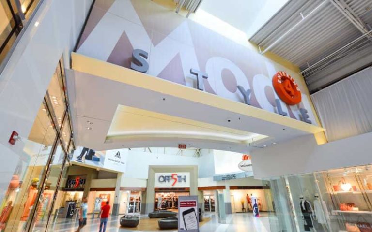 inside atrium with 5th ave storefront at dolphin mall miami