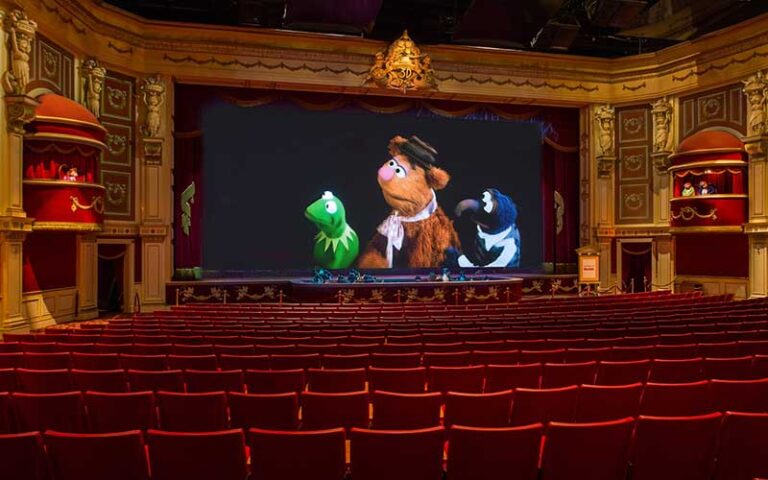 inside of theater with characters on screen at muppet vision 3d at disneys hollywood studios walt disney world resort orlando