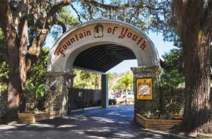 large archway gate with sign at fountain of youth st augustine