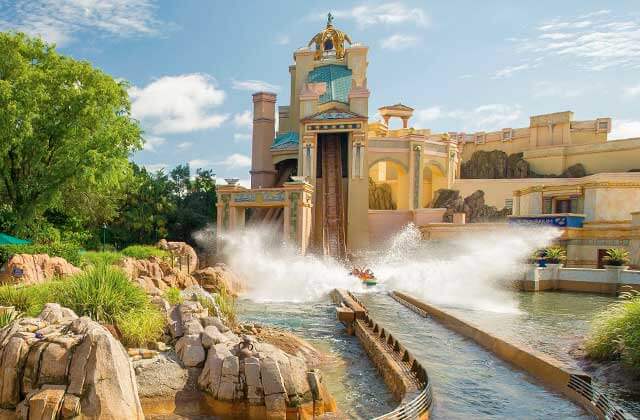 log flume ride with splash on journey to atlantis at seaworld theme park orlando