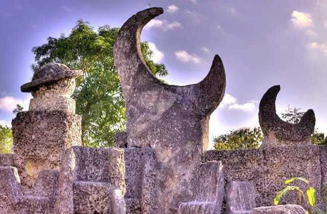 moon and saturn shapes at coral castle sculpture garden museum homestead