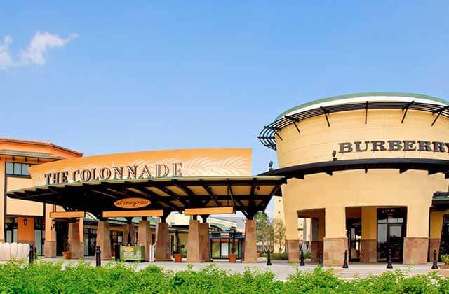 outside entrance with the colonnade sign at sawgrass mills mall sunrise florida