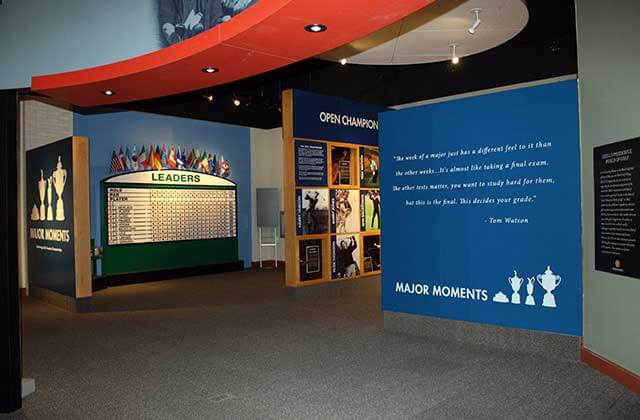 panel exhibits with a scoreboard and stories at world golf hall of fame museum st augustine