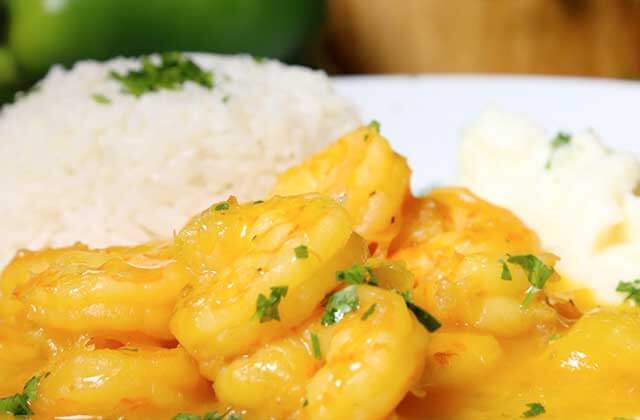 plate of shrimp and rice with basil garnish at tonys brazilian grill orlando