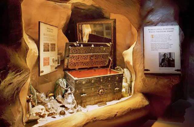 treasure chest exhibit in cave area at st augustine pirate treasure museum florida