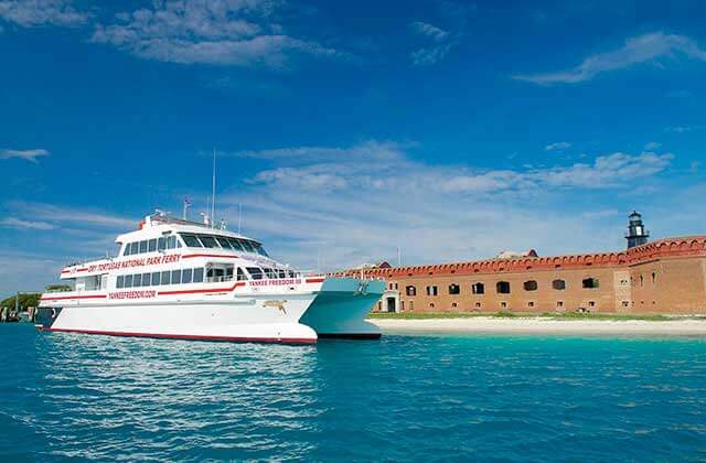 yankee freedom boat with fort at dry tortugas national park ferry