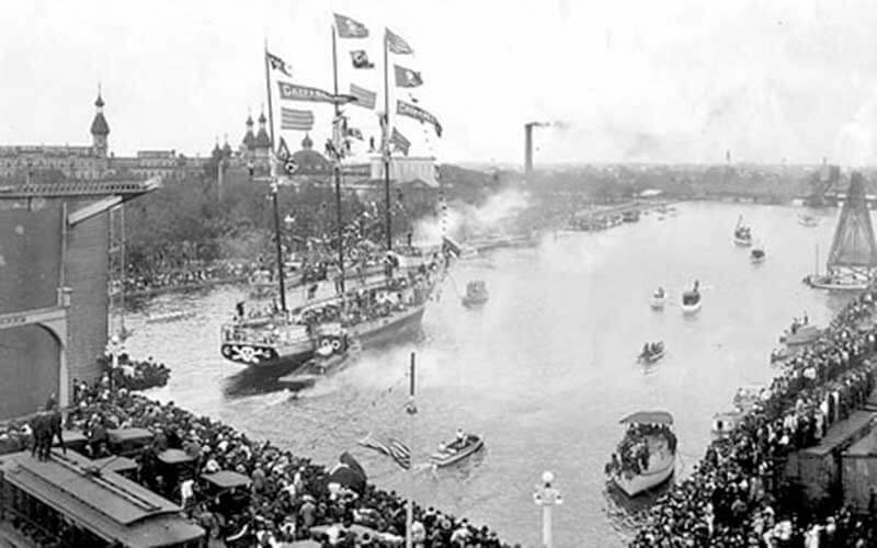 historical black and white photo of gasparilla ship from florida fun facts post