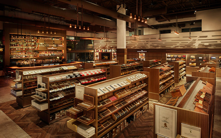 interior of cigar store with many aisles at corona cigar company tampa