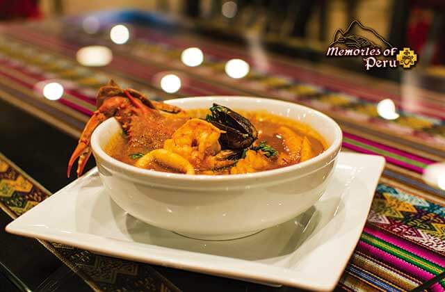 parihuela dish entree with crab fish seafood soup at memories of peru restaurant orlando
