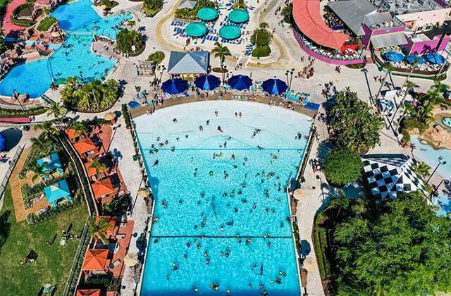 aerial view of wave pool and cabanas at adventure island tampa bay