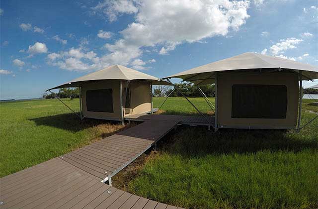 eco tents on a dock over wetlands at flamingo adventures at everglades national park homestead