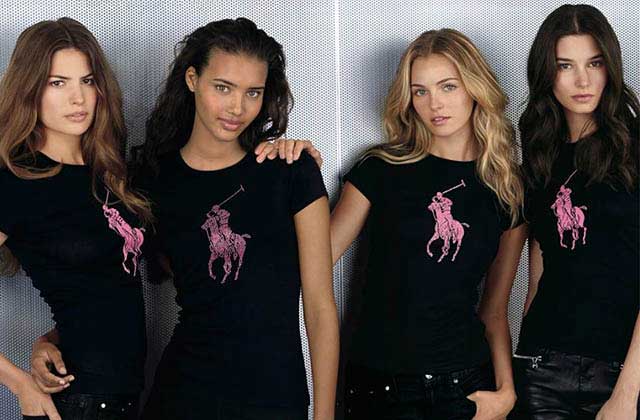four young ladies wearing black with pink logo for polo ralph lauren factory store orlando
