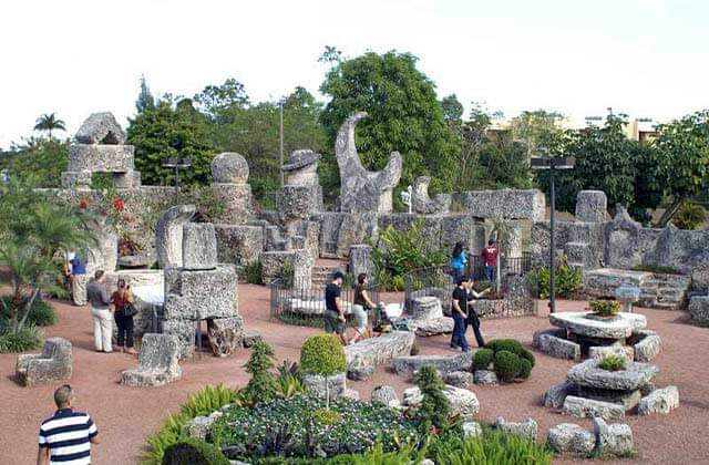 coral castle garden sculptures at historic redland tropical trail