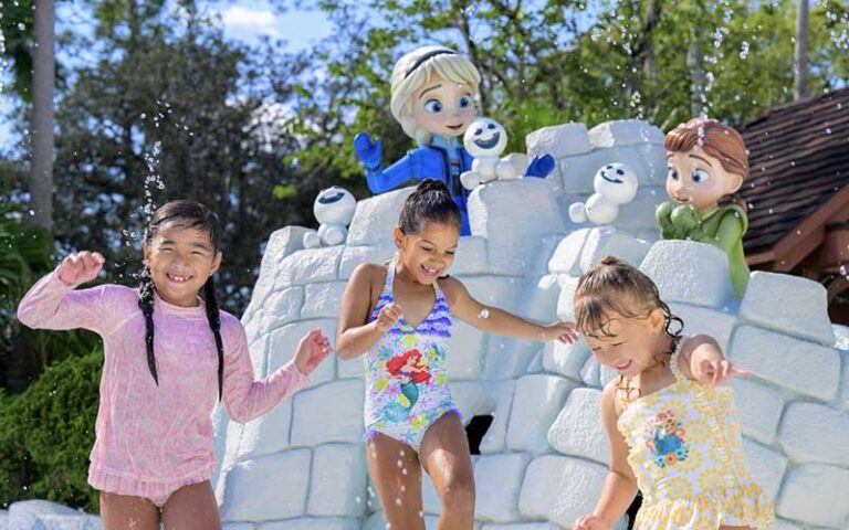 elsa frozen play area with kids getting splashed at disneys blizzard beach walt disney world resort orlando