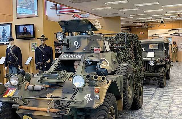 museum interior with tank and vehicles display at museum of military history kissimmee