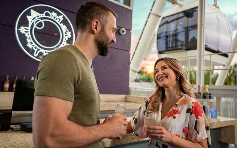 couple toasting drinks at bar at the orlando eye icon park
