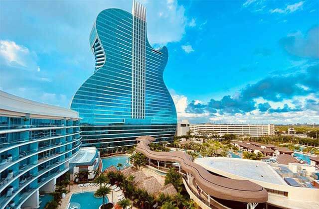 guitar shaped high rise building at seminole hard rock hotel casino hollywood florida