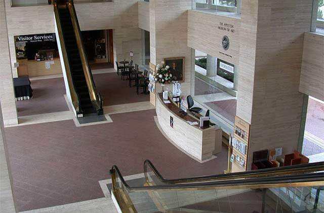 interior lobby foyer with escalators at appleton museum of art ocala