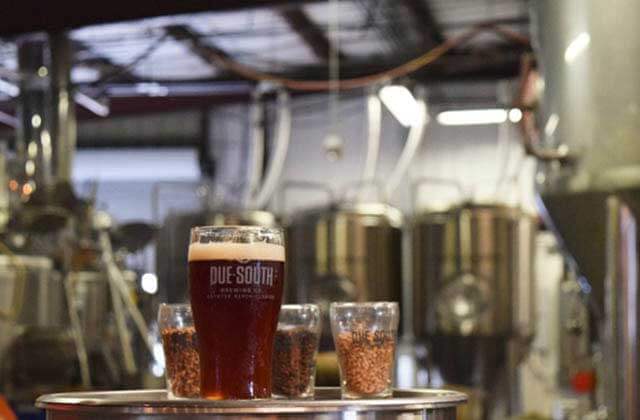 draft beer with hops and beer vats on the background at ale trail of the palm beaches