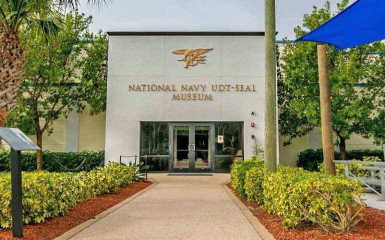 front exterior of museum with entrance at national navy udt seal museum fort pierce