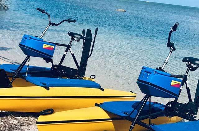two rental bicycle pontoon boats at barefoot billys key west