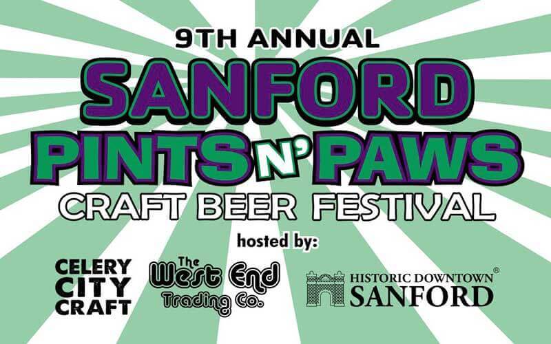 announcement flyer for 9th annual sanford pints n paws craft beer festival