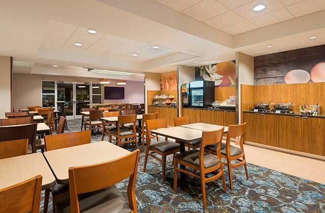 breakfast dining area with buffet at fairfield inn and suites clearwater