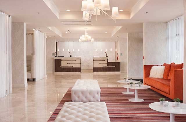 lounge area with white marble at delta hotels orlando lake buena vista