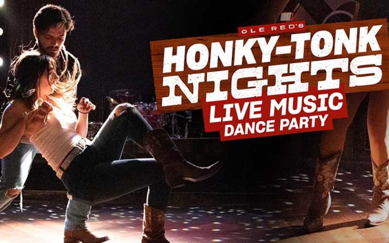 ole red honky tonk nights live music dance party graphic with line dancers ole red icon park