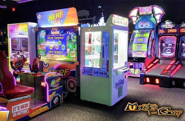 arcade with skeeball crane game and shooter at monster mini golf coral springs
