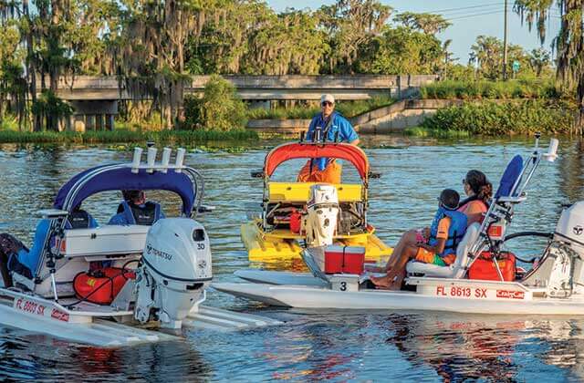 catboat escapes clermont catamaran boats with guide tour on lake