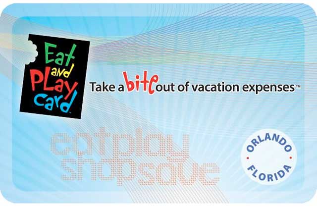 sample card with take a bite out of vacation expenses for eat and play orlando discount card