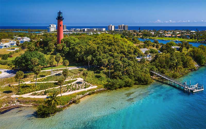 panoramic aerial view of jupiter lighthouse and inlet for anniversary day enjoy florida blog