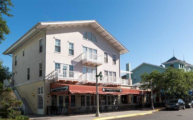 exterior of restaurant on front street at celebration town tavern