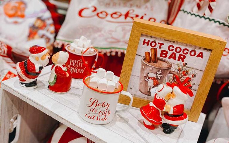 hot chocolate christmas accessories at market street gallery celebration