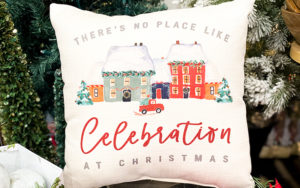 novelty pillow with christmas theme decor at market street celebration