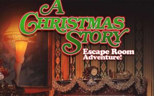 living room background with leg lamp and wording a christmas story escape room adventure at will to escape orlando